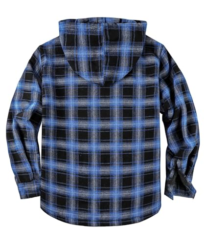 Image of SCODI Mens Flannel Hooded Jacket Fleece Sherpa Lined Zip Up Plaid Hoodies | Machine Wash, Outdoor Activities, Office, Casual, Warm Thick Shirt Jackets, Winter Coat, Heavyweight Sweatshirt, 4 Pockets