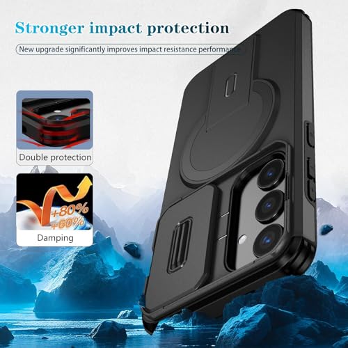 Image of ShieldTech MagStand Series Case for Samsung Galaxy S24 Plus 5G, Mobile Cover with Sliding Camera Shield, Mag-Safe, Kickstand, Shockproof for Samsung Galaxy S24 Plus 5G - Black