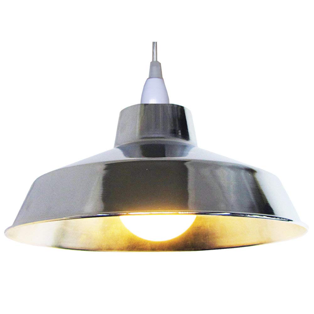 Britalia Chrome Plated Metal Vintage None Electric Pendant Light Shade 30Cm - Easy Fit Retro Ceiling Light - Includes Shade Reducing Ring To Fit All Types Of Lampholders