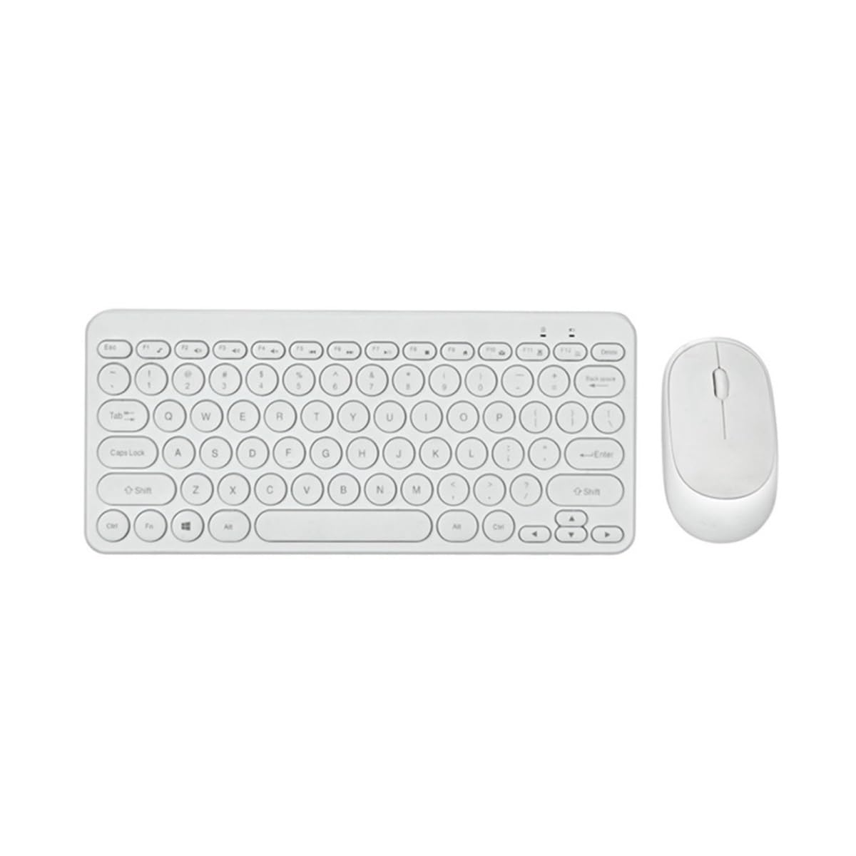 Tastiera E Mouse Pulsanti Muti Rotondi Retrò Combinati Tastiera E Mouse For Ufficio Aziendale Set(White)