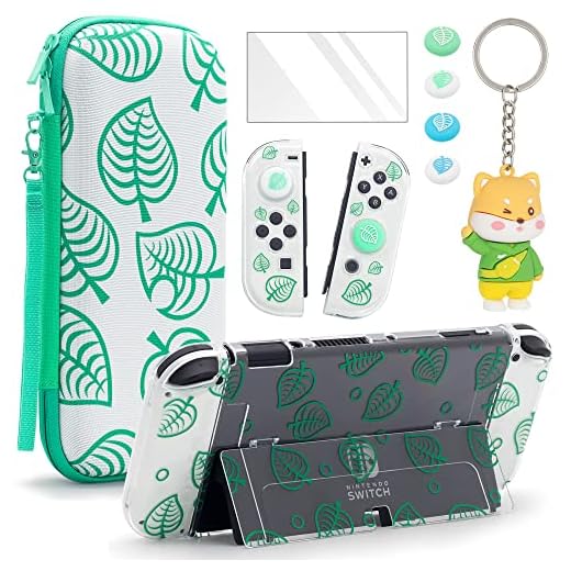 Funda Estuche de Transporte para interruptores para Nintendo Switch OLED, Animal Crossing Estuche de Transporte de Viaje Bolsa de Paquete Kit de Accesorios de protección portátil (Cruce de Animales)