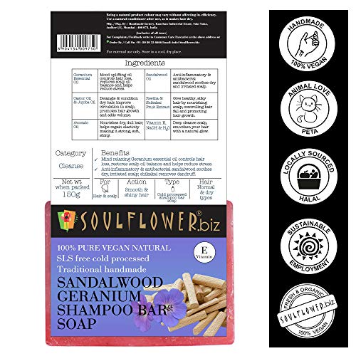 Image of Soulflower Shampoo Bar Sandalwood And Geranium, 150g