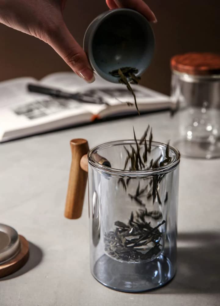 Tazza da tè giapponese con infusore e manico in legno, tazza filtrata per separazione del tè, tazze per infusione con filtro interno, per casa e ufficio A07