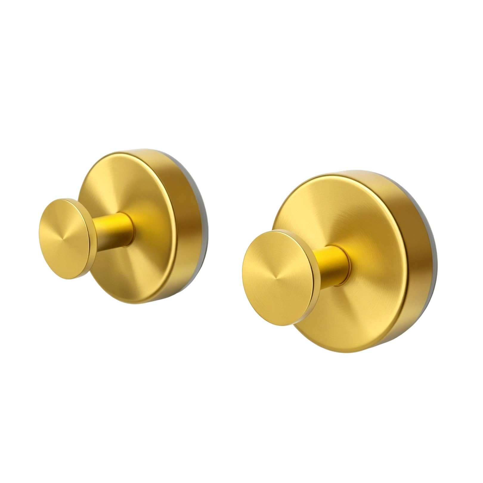 2PCS Stainless Steel Vacuum Suction Cup Hooks, Gold Shower Hook, No Drill Damage Free Waterproof for Shower Bathroom Kitchen-Reusable Removable Holder for Towel Robe Loofah on Glass Door Tile Mirror