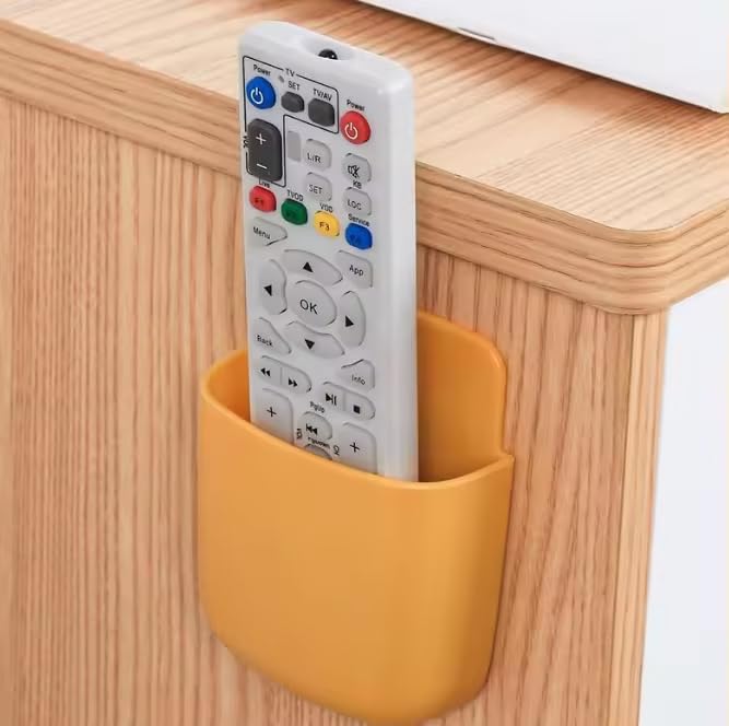 TECVITY 4 pcs Self Adhesive Multipurpose Yellow Wall Mount Remote Control & Mobile Phone Holder (Multi-Color) 4 Pcs. 2