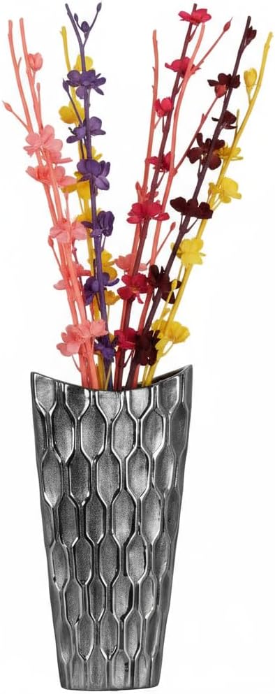 Ceramic Decorative Black vase, Black Decor Center Piece for Home Decor Features Honeycomb Design vase for Living Room, Table, Office Decor: 8.00"x3.25"x14.00"H