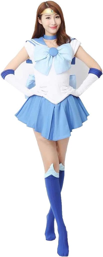 OURCOSPLAYWomen's Mizuno Ami Battle Cosplay Costume Dress 6 Pcs Set