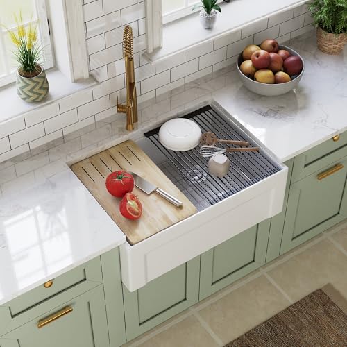 DeerValley White Farmhouse Workstation Sink 30 Inch