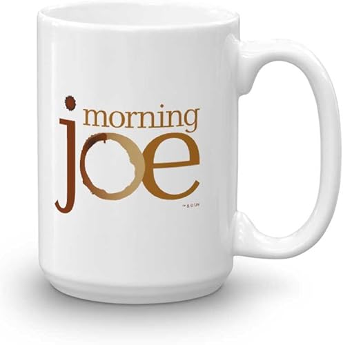 MSNBC Taza de cerámica con logotipo de Morning Joe, color blanco, 15 onzas, taza oficial como se vio con Joe Scarborough, Mika Brzezinski y Willie
