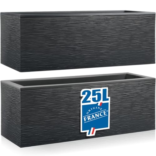 Stimo 2X Pflanzkübel XL Balkonkasten 59cm Blumenkasten 25L für Terrasse & Balkon Blumentopf Pflanztopf