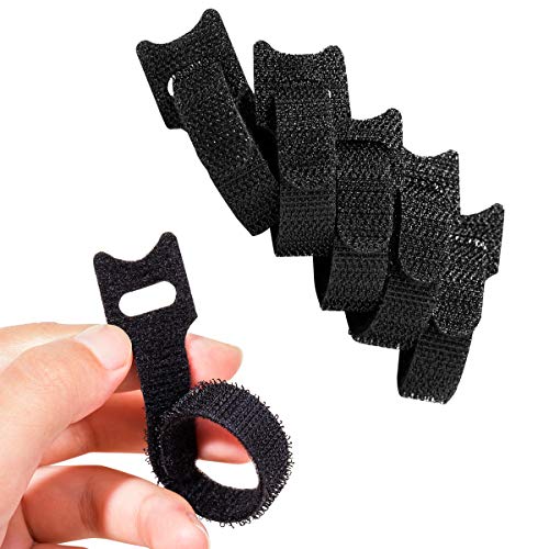 BALABALA 50pcs 6-Inch Multi-Purpose Reusable Hook and Loop Cable Ties Fastening Straps Tie downs - Black
