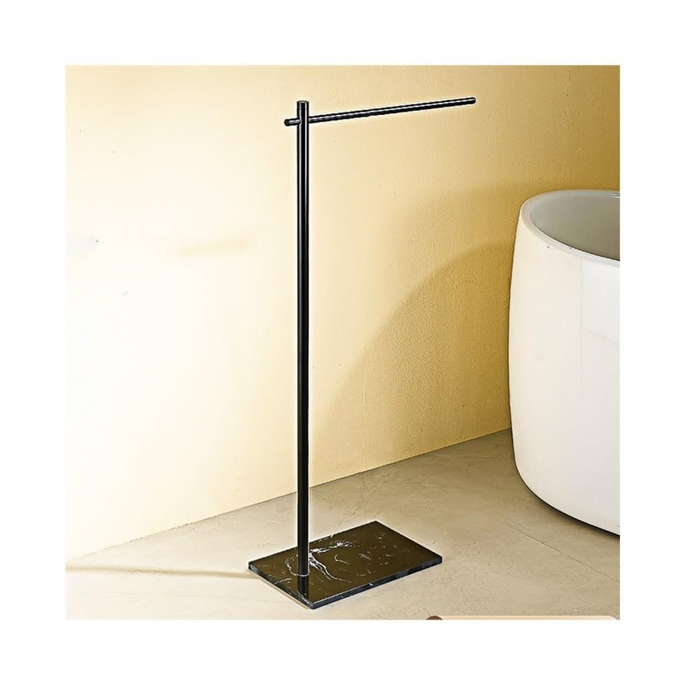 towel rail Bathroom Vertical Floor-standing Marble Towel Rack Hotel Storage Toilet Bar(Black+Black)