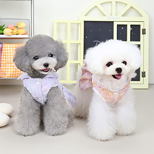 Tangpan British Plaid Pet Dog Lapel Dress Overcoat Skirt Winter Warm Clothes (Purple, 2Xl) #TOP3
