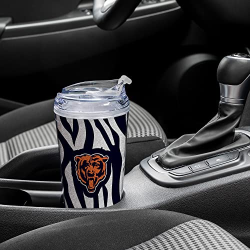 Image of Rico Industries NFL Football Glitter 24oz Acrylic Glitter Tumbler with Hinged Lid, Officially Licensed Double Wall Tumbler with Straw