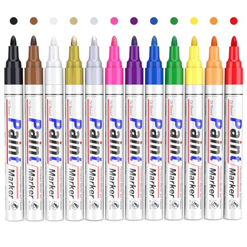 YYSHUS Lackstifte Permanent Marker Wasserfeste Stifte: 12 Farben...
