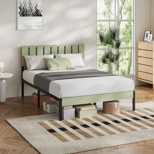 Novilla Full Size Bed Frame with Modern Wooden Slatted Headboard, Easy Assembly, Heavy Duty Metal Platform, Noise-Free, Under-Bed Storage, No Box Spring Needed Novilla Full Size Bed Frame with Modern Wooden Slatted Headboard, Easy Assembly, Heavy Duty Metal Platform, Noise-Free, Under-Bed Storage, No Box Spring Needed