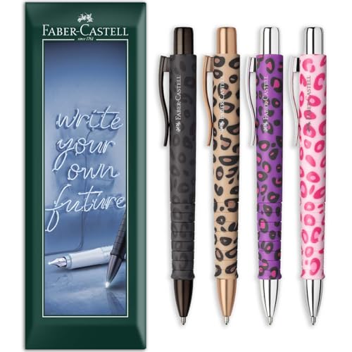 Faber-Castell ポリボール XB ボールペン レオエディション - エクストラブロードペン先 - ノベルティ 動物 テーマ マルチカラーバレル ブルーインク - 封筒ギフトパック 4本入り