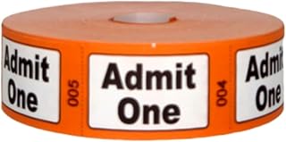 Roll Tickets Admit One Printed Orange Sequentially Numbered (1)