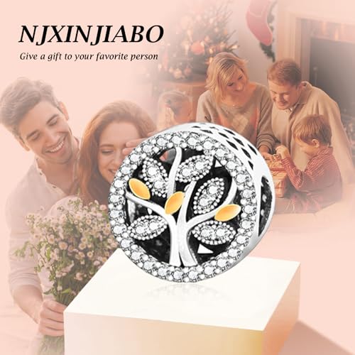 Image of S925 Sterling Silver Gold Plated Romantic Charms, Gifts for Mom Girlfriend Family on Valentine's Day Birthday Christmas Anniversary, Bracelet Necklace Bead Charm