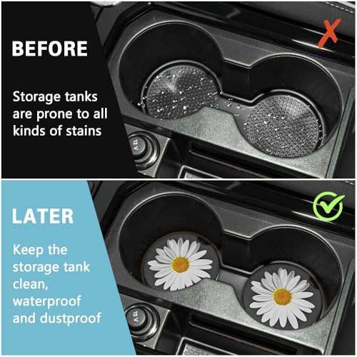2PCS Daisy Portavasos de Cerámica para Auto miniatura 4