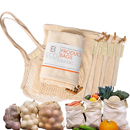 Eco Inclination Produce Bags Reusable - Reusable Bags Muslin bags Mesh Bags Reusable Vegetable Produce Bags Reusable Organic Cotton Produce Bags Reusable Grocery Bag Plastic Free