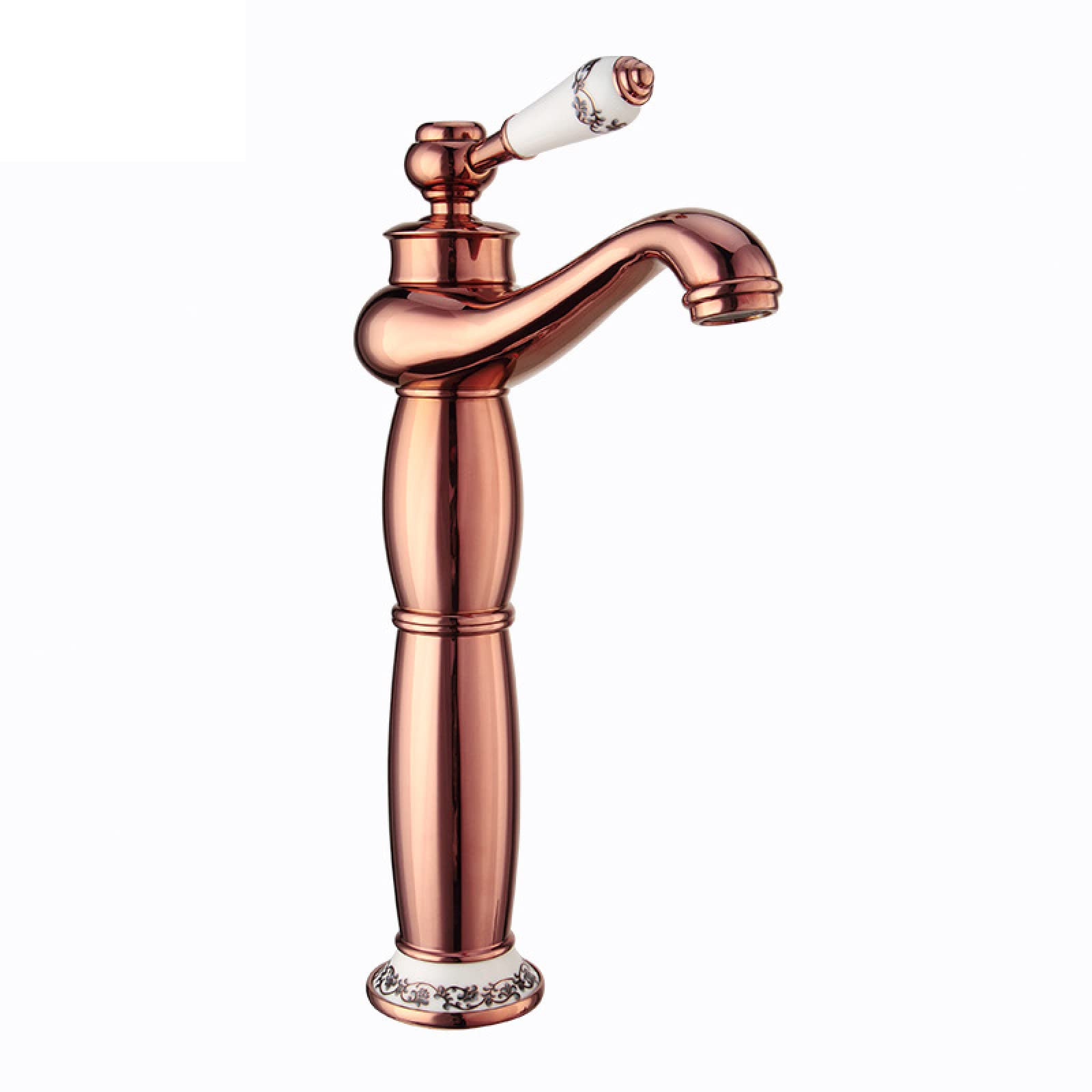 Mitigeur de lavabo monotrou à poignée unique pour eau chaude et froide en laiton vintage