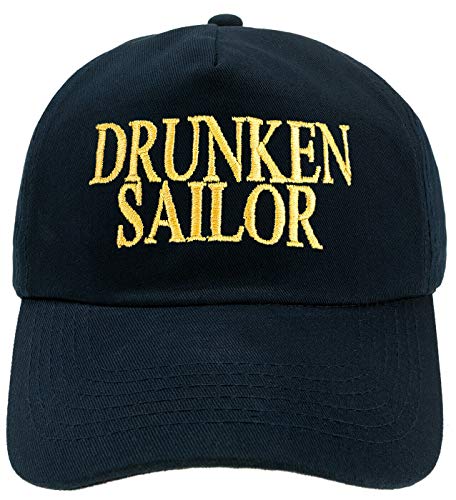 4sold Gorra de béisbol para adultos, capitán de yate, correa ajustable, para niños y hombres, sombrero de verano de algodón, azul marino, Marinero borracho adulto, Talla única