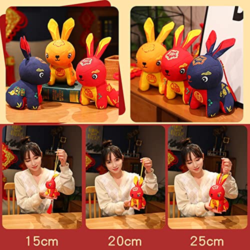 Curfair 2023 Rabbit Chinese New Year Rabbit Doll, Rabbit Plush Toy Lovely Tassel Lying Position Bunny Doll Stuffed Animal 2023 Year Zodiac Rabbit Doll New Year Gift Blue S #TOP7