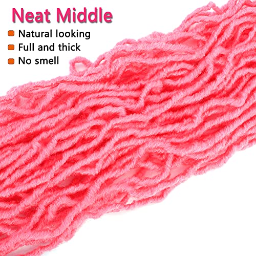 Soft Locs Crochet Hair 24 Inch 6 Packs Faux Locs Pink Pre Looped Braids Butterfly Locs Synthetic Crochet Hair Dreadlocks Hair Extensions (24 Inch Pink) #TOP3