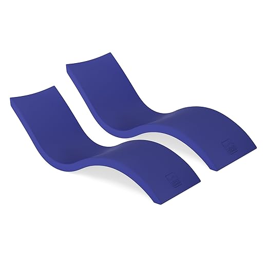 Ledge Lounger - Signature Chaise - Inside Pool & Sun Shelf Lounge Chair - Designed for Shallow Shelves Up to 9” - Compatible with All Pool Types - Poolside & Sun Deck Tanning - Set of 2 - Dark Blue