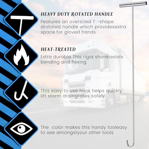 Zonon 12 Pack 31" Fifth Wheel Puller 5th Wheel Pin Puller for Semi Truck Cotter Spring Pulling Tool Solid Steel Dock Hooks Portable Type Lifting Hook for Pulling Storm Drain Manhole Covers (Sliver) by Zonon - Image 3
