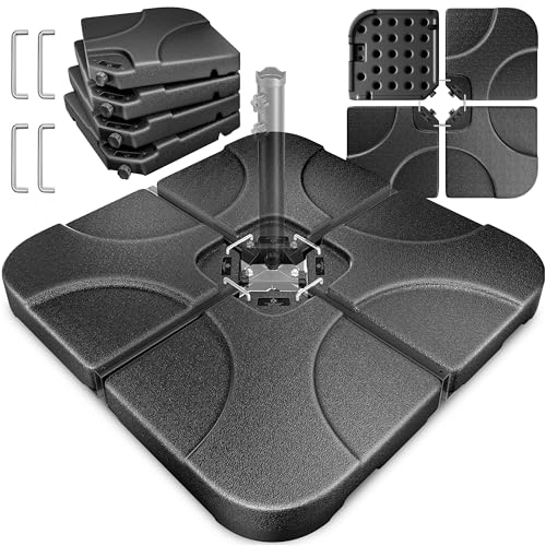 KESSER® Pied de Parasol en 4 Parties Poids du Parasol Pied de Parasol pour Parasol Pied en Croix 60 litres / 80 kg Peut être rempli avec de l'eau ou du Sable...