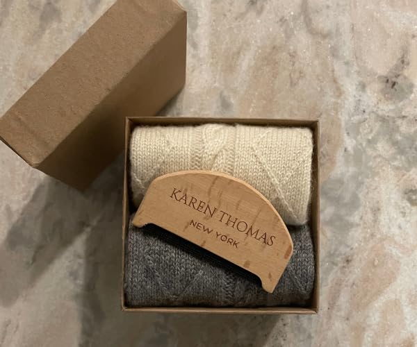 100% Pure Cashmere Women's Sleep Socks, 3-Ply Ultra Soft Cozy Cable Knit, Luxury Bed Socks for Warmth, Comfort, and Lounging3