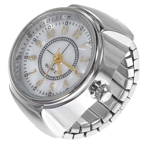 HOLIDYOYO Stylische Mini Ringuhr für Finger Quartz Digitaluhr in Silber Modische Damenschmuck Uhr Praktisches Accessoire für Damen und Herren Eleganter Schmuck und Zeitmesser