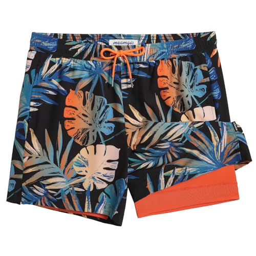 Image of maamgic Mens 5 Inch Stretch Swimming Shorts Compression Liner Swim Trunks Swimwear Bathing Suits Beach Wear Swim Suits