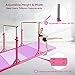 GOFLAME Double Horizontal Bars, Gymnastics Parallel Bars with Adjustable Height and Width, Junior Training Gym Bar for Kids, Ideal for Indoor Outdoor Use (Pink)