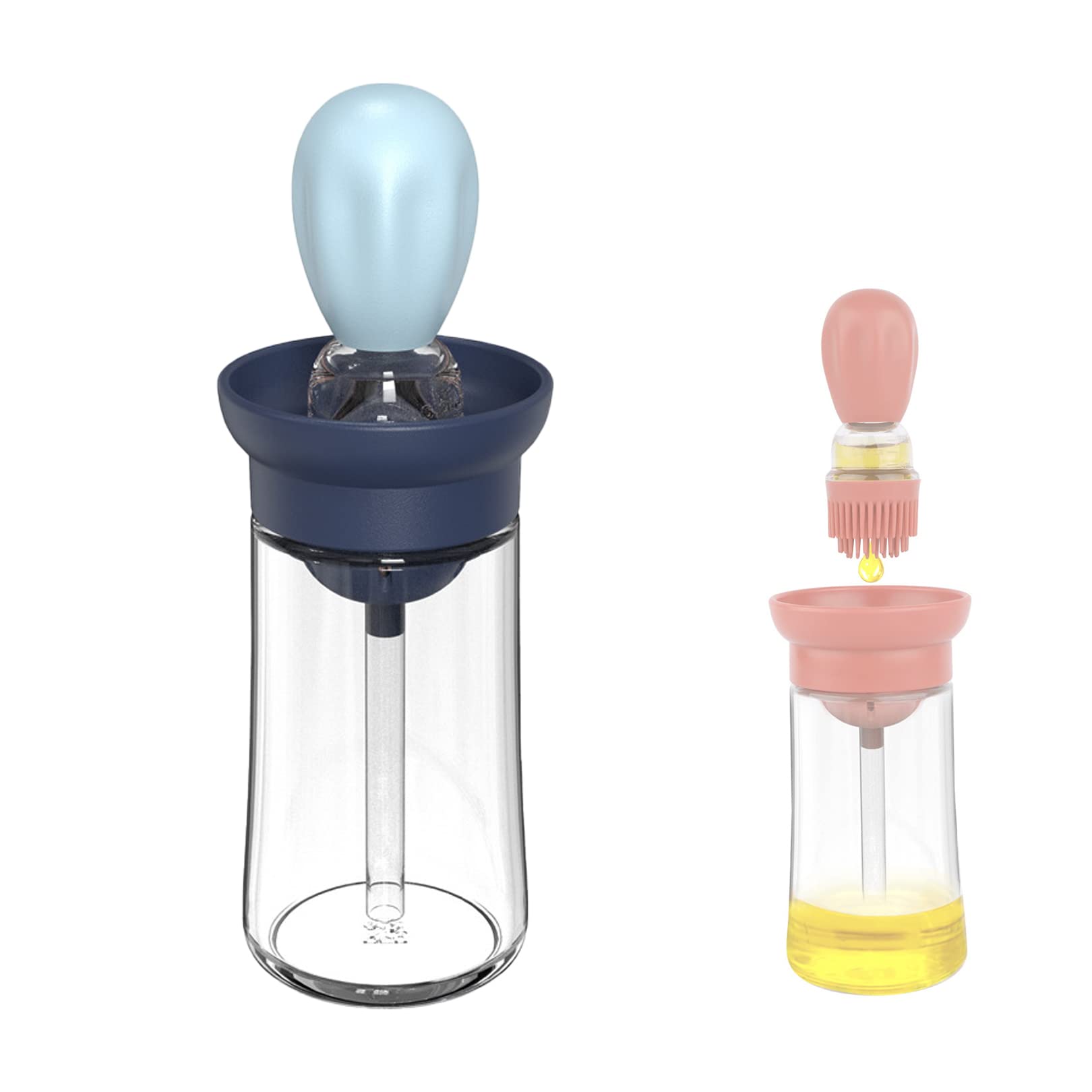Chinese Home Gadgets, botella de aceite de vidrio con cepillo de silicona, botella dispensadora de aceite de oliva de vidrio de 7 onzas con cepillo de silicona 2 en 1 para cocina, cocinar, freír,