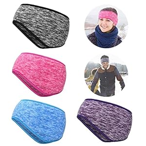 4 Pcs Ear Warmer Headbands, Full Cover Running Ear Muffs Fleece Sports Headband Winter Ear Warmer Running Headband for Women Men Outdoor Sports and Fitness