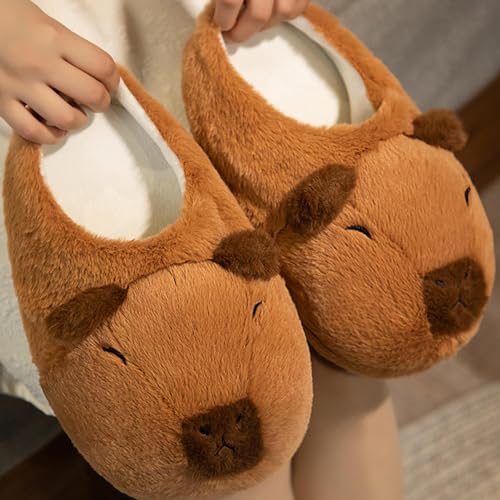 Capybara Animal Slippers - Plush Fuzzy Cute Non Slip Funny Slippers - Christmas Winter Bedroom Shoes - Gifts4