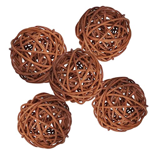 Leisurealeaneag 5 Stück 7 cm Rattan Weidenkugel Dekorative Kugeln...