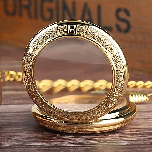 Zakhorloge ketting transparant mechanisch zakhorloge voor heren heren gouden hanger horloge met ketting horloge handwind retro mechanisch herenhorloge - Afbeelding 3