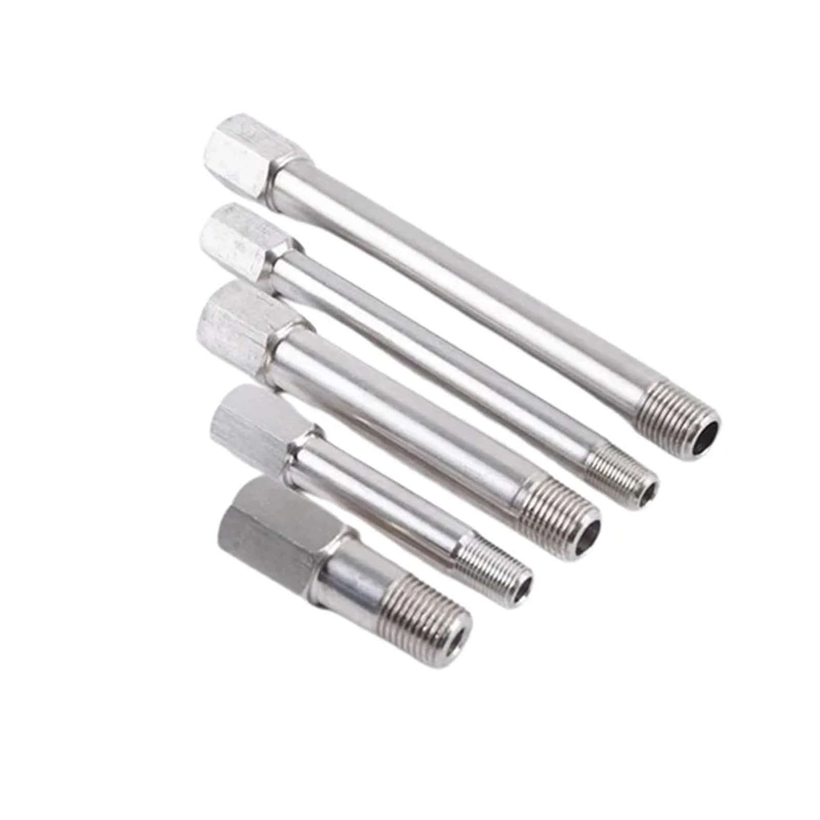 Conector de tubería de niple largo de acero inoxidable 304, rosca macho hembra BSPT de 3/8", 200 mm de longitud