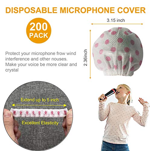 200pcs Disposable Microphone Cover, Non-Woven Elastic Band Handheld Mic Covers, Microphone Windscreen Protective Cover for KTV, Karaoke, Recording Studio, Stage Performance, News Interview (white） - Thumbnail 4