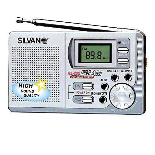 SILVANO Radio Digital de 2 Bandas con Altavoz Integrado y Alarma Incluida - Sintonización de Am y FM - Incluye Correa de Mano y Auriculares - Dimensiones 9,2 cm x 5,4 cm x 2 cm - Peso 82 gr