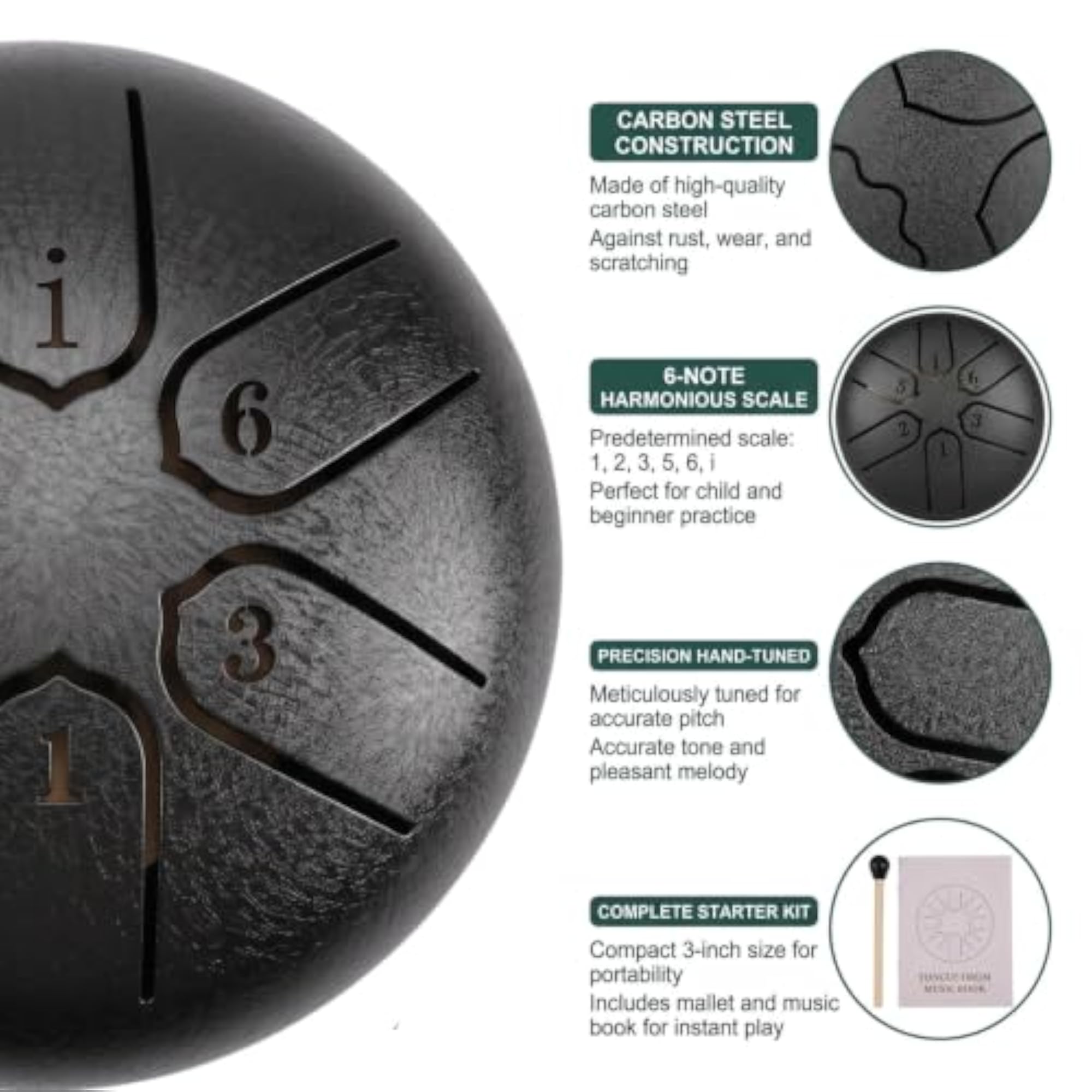 Mini Handpan Steel Tongue Drum with 3-6 Notes