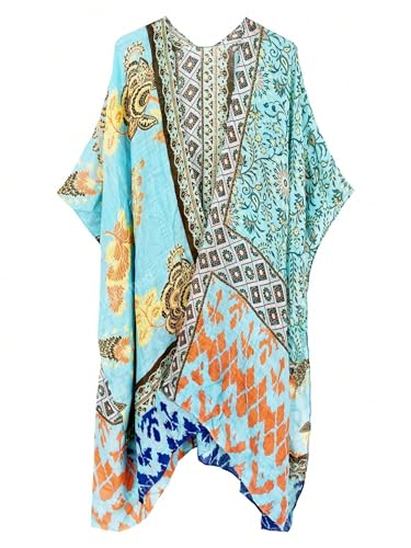 Image of Spicy Sandia Kimonos for Women Floral Beach Cover Up Loose Swimsuit Bathing Suit Coverup Cardigan for Summer Swimwear