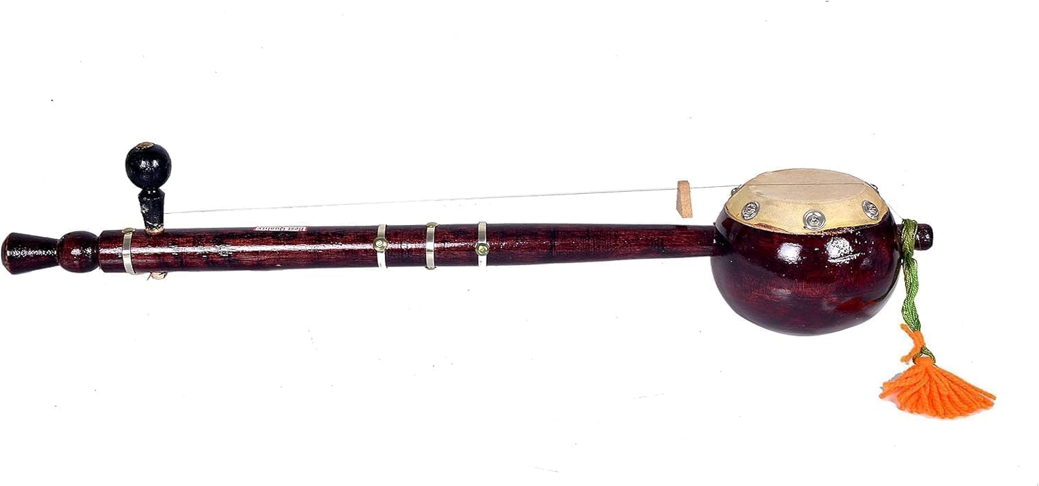 Elegantes, traditionelles Musikinstrument aus Holz im Kürbis-Stil, Iktara/Tumbi, zum Spielen von Musik und Dekorationen, ca. 55,9 cm.