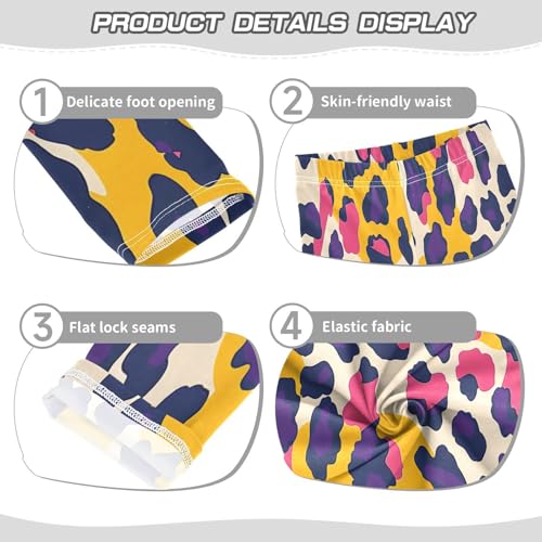 Bolaz Toddler Girls Leggings Printed Yoga Pants Leggings Pink Yellow Purple Leopard Print for Kids3