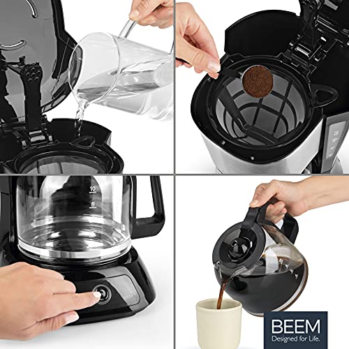 BEEM FRESH-AROMA-PURE Filterkaffeemaschine - Glas | Edelstahl | 1,25 l Glaskanne | Permanent-Filter | Warmhaltefunktion… – Bild 5
