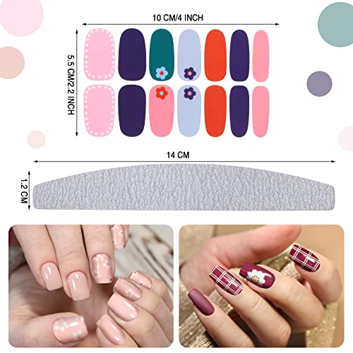 Maitys 560 Pieces 40 Sheets Full Wrap Nail Stickers Nail Polish Strips Decals Self Adhesive Gel Fingernail Strips Art Decals with File for Women DIY Craft Decorations(Flower Style)